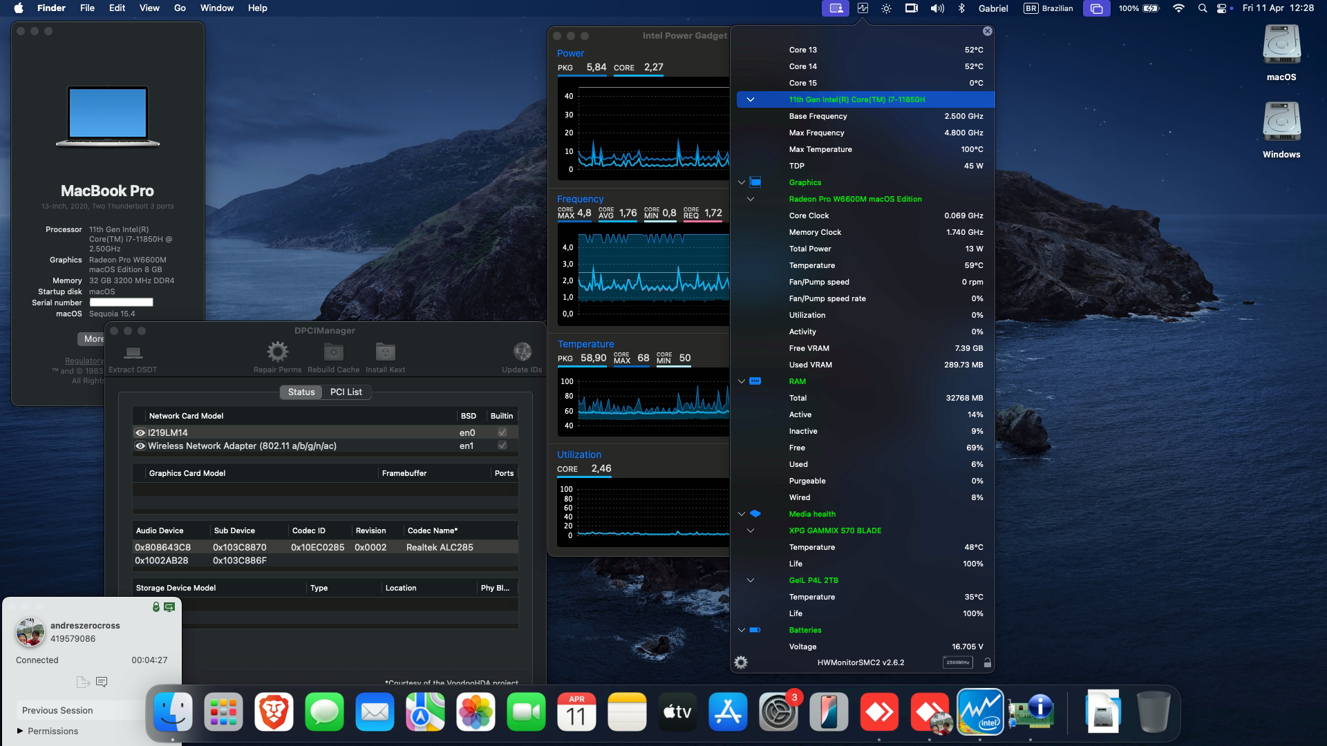 Success Hackintosh macOS Sequoia 15.4 Build 23E224 in HP Zbook Power G8 Mobile Workstation